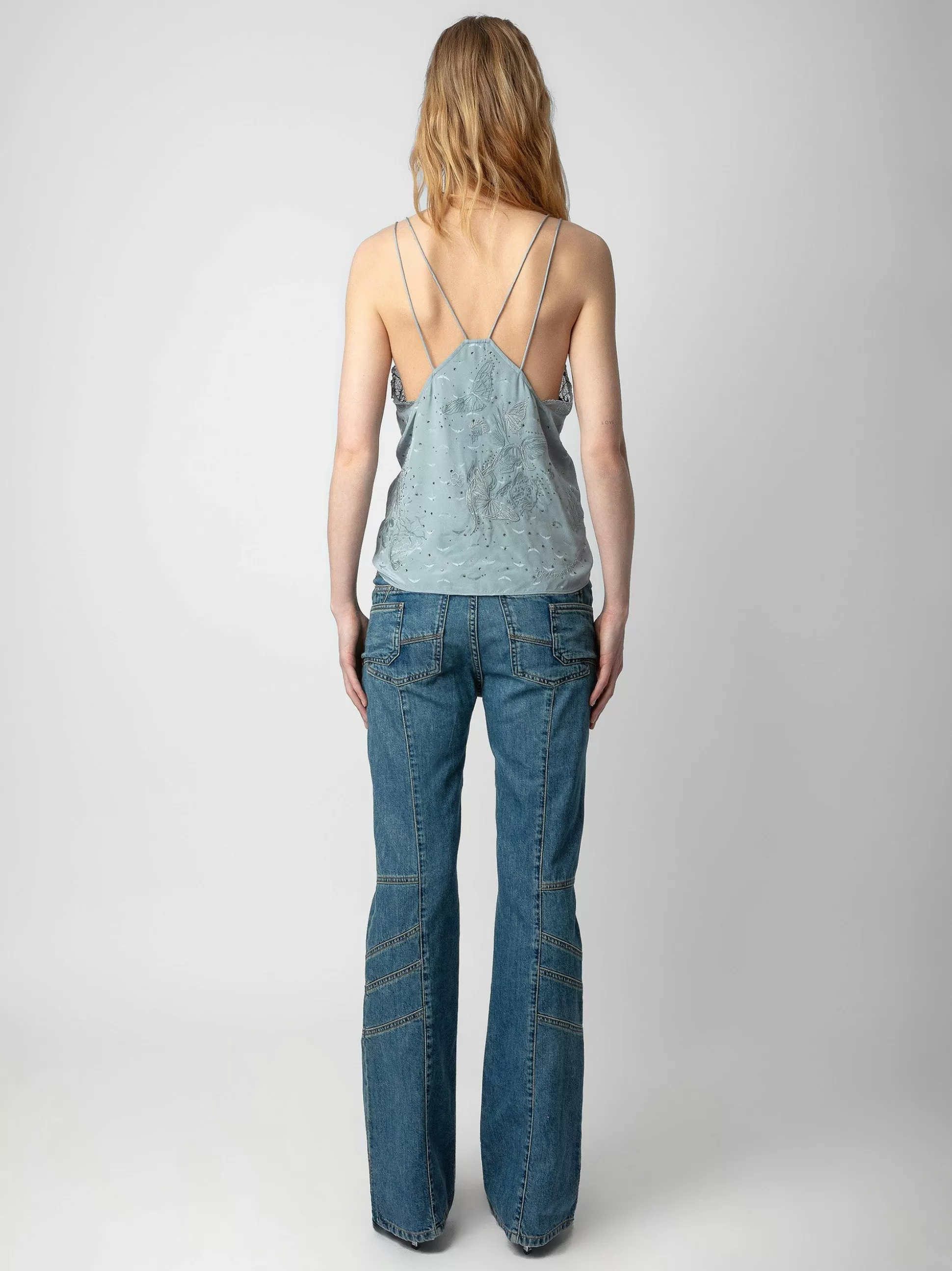 Zadig&Voltaire Topper Og Skjorter^Camisole Capela Rhinestone Silk Jacquard Isbre