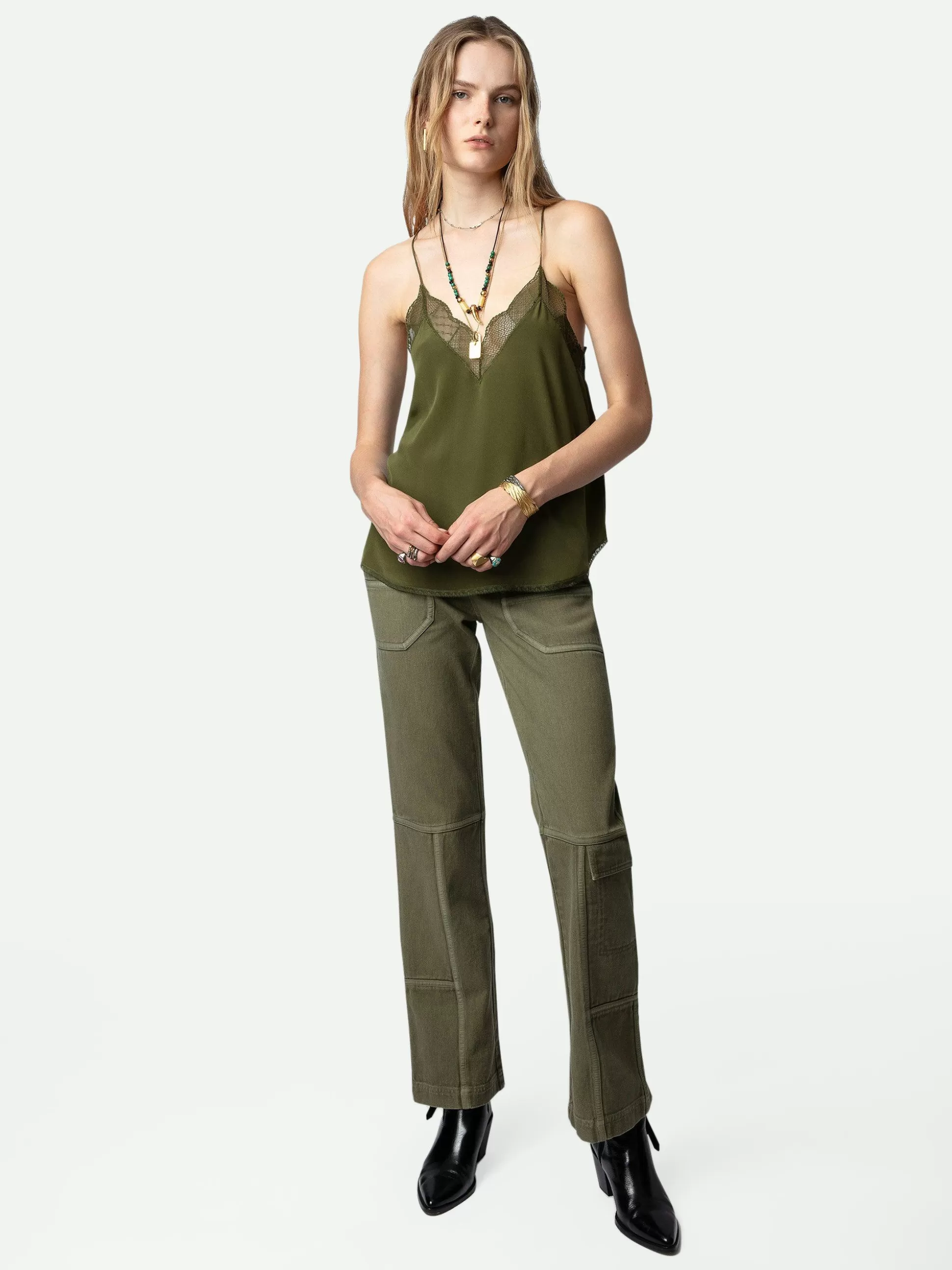 Zadig&Voltaire Topper Og Skjorter^Christy Silk Camisole Mork Oliven