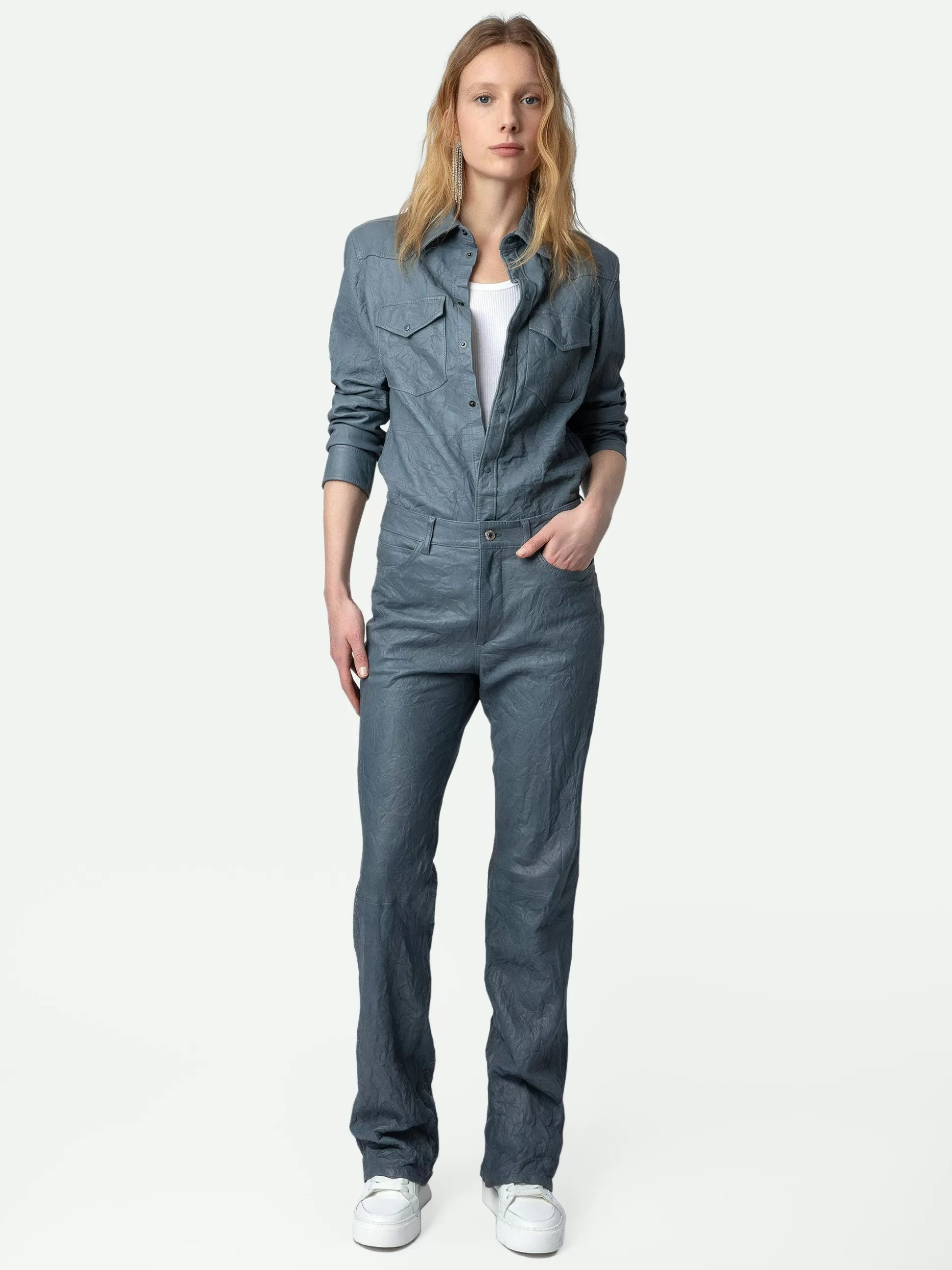 Zadig&Voltaire Bukser Og Jeans^Pistol Crinkled Skinnbukser Lyse Bla